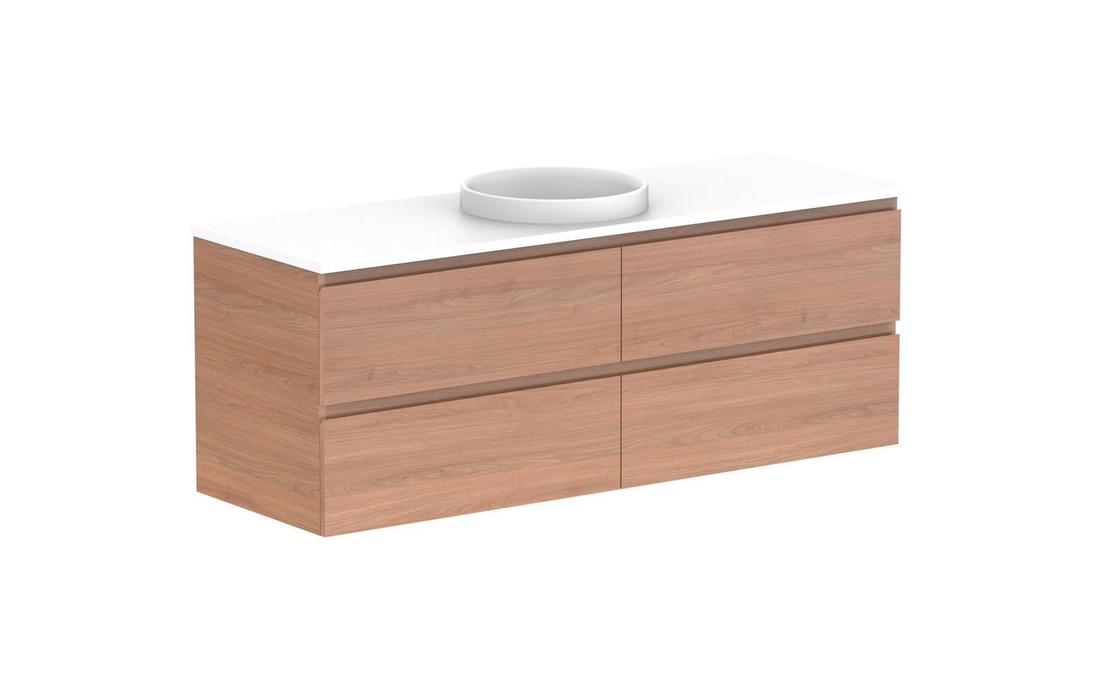 ADP Glacier Full Depth All-Drawer Twin Wall Hung Vanity 1500mm centre bowl, benchtop