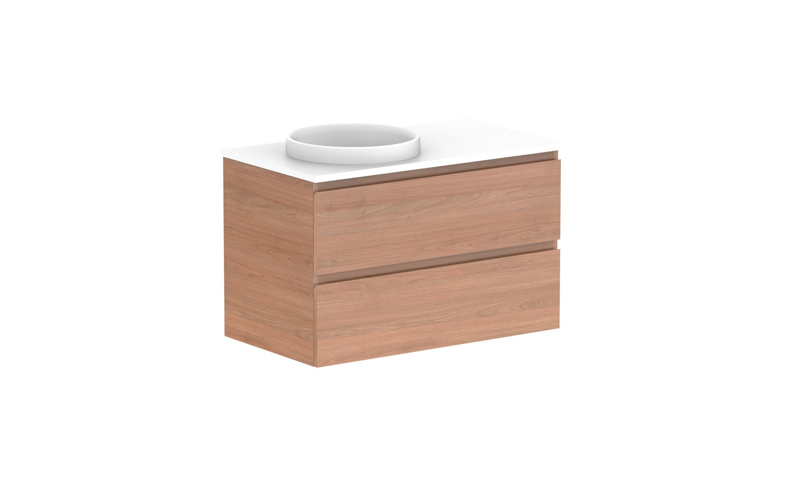 ADP Glacier Full Depth All-Drawer Twin Wall Hung Vanity 900mm left offset bowl, benchtop