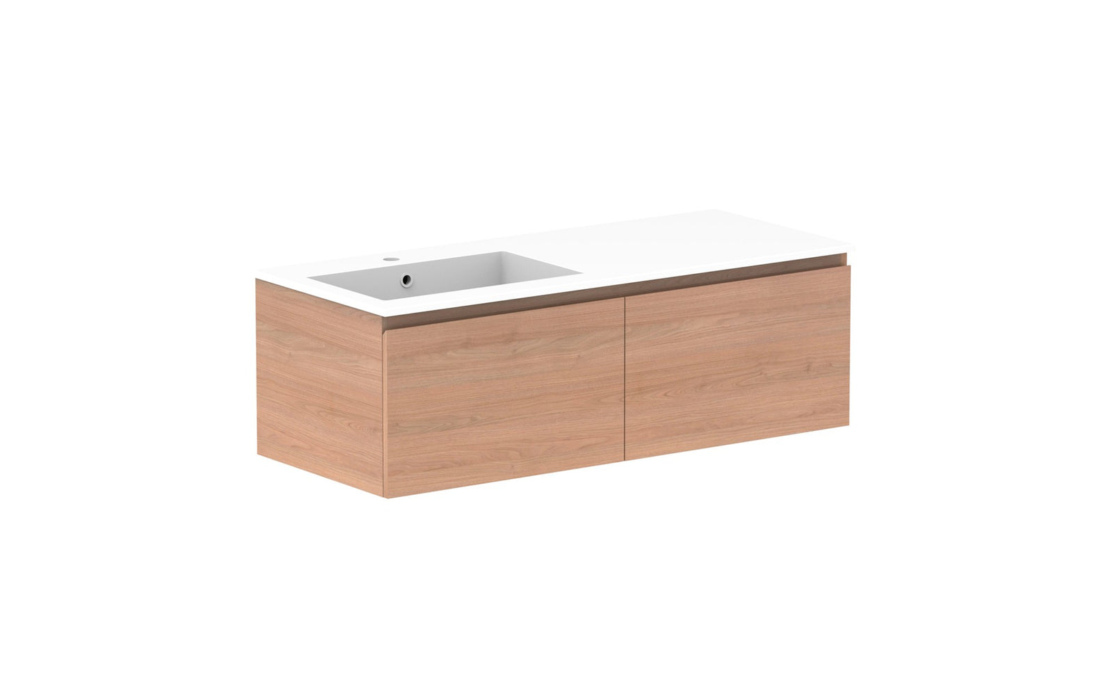 ADP Glacier Full Depth All-Drawer Slim Wall Hung Vanity 1200mm left offset bowl, cast marble top