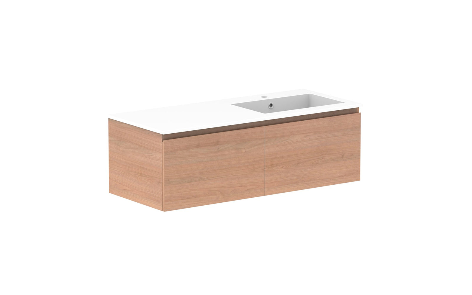 ADP Glacier Full Depth All-Drawer Slim Wall Hung Vanity 1200mm right offset bowl, cast marble top