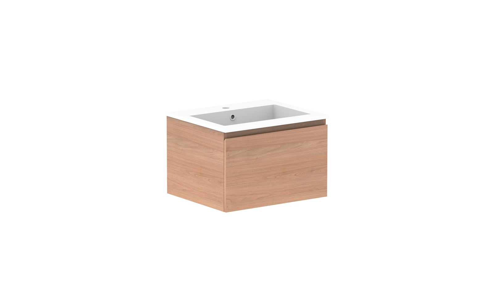 ADP Glacier Full Depth All-Drawer Slim Wall Hung Vanity 600mm centre bowl, cast marble top