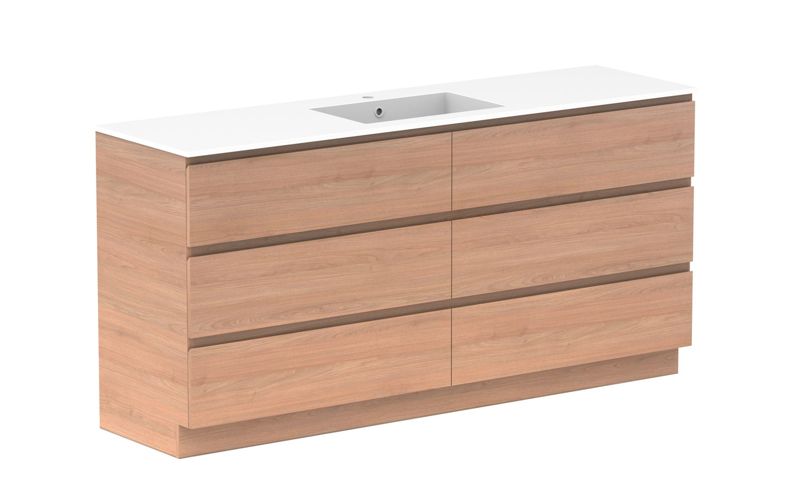 ADP Glacier Full Depth All-Drawer Trio Floor Mount Vanity 1800mm centre bowl, cast marble top
