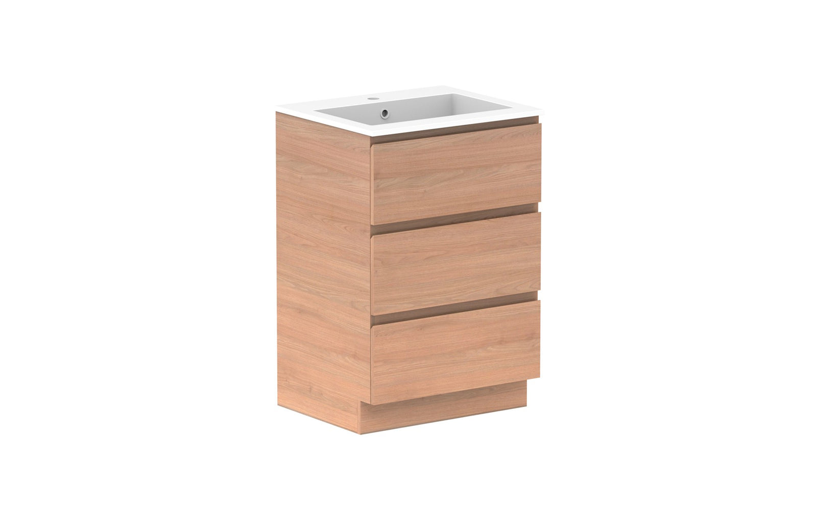 ADP Glacier Full Depth All-Drawer Trio Floor Mount Vanity 600mm centre bowl, cast marble top