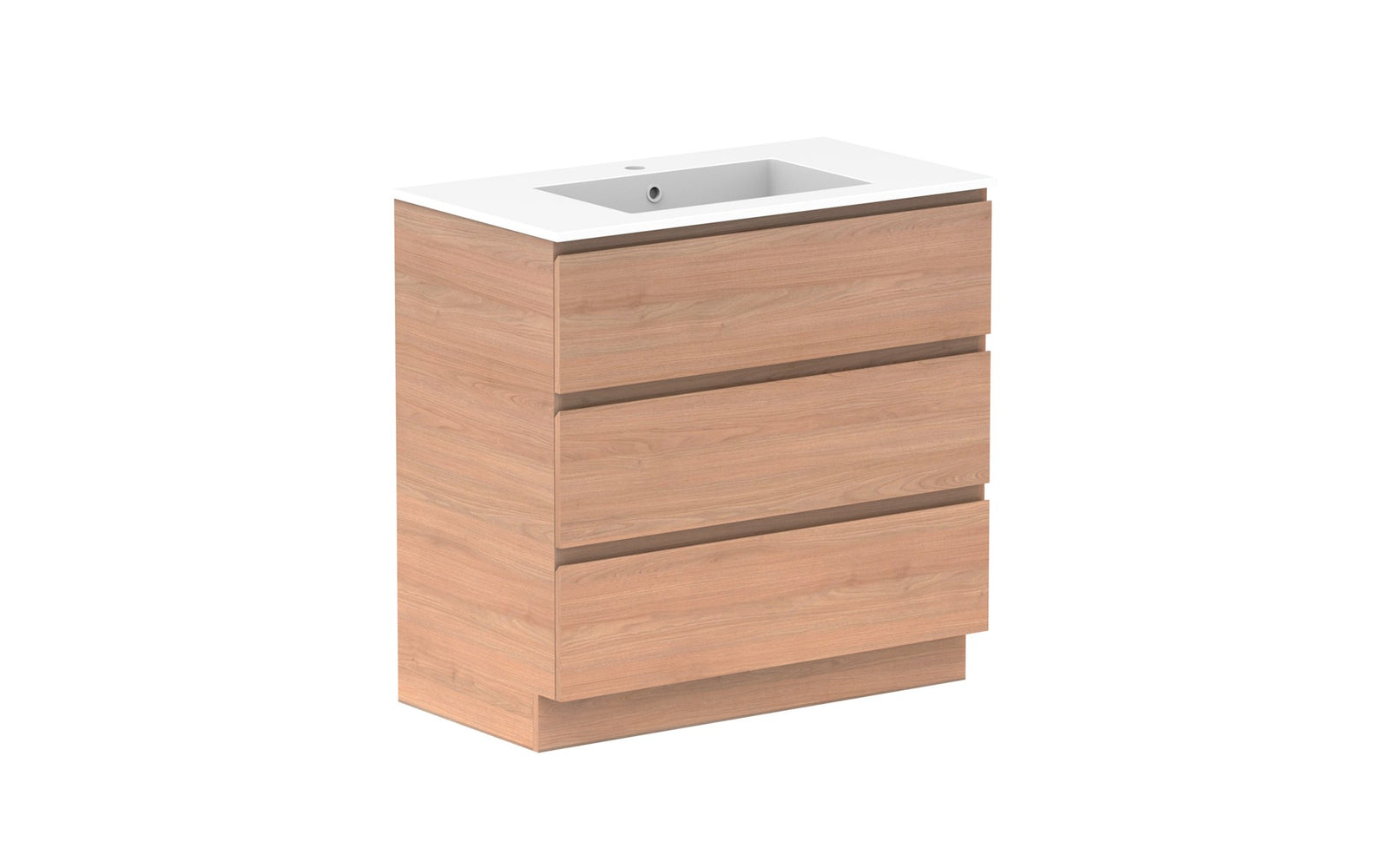 ADP Glacier Full Depth All-Drawer Trio Floor Mount Vanity 900mm centre bowl, cast marble top