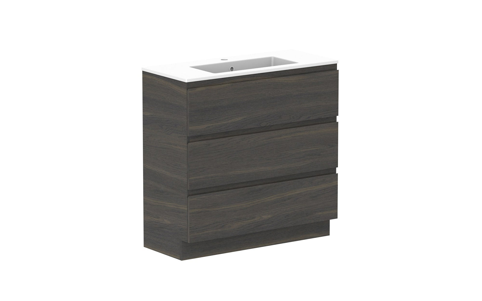 ADP Glacier Ensuite All-Drawer Trio Floor Mount Vanity 900mm, cast marble top