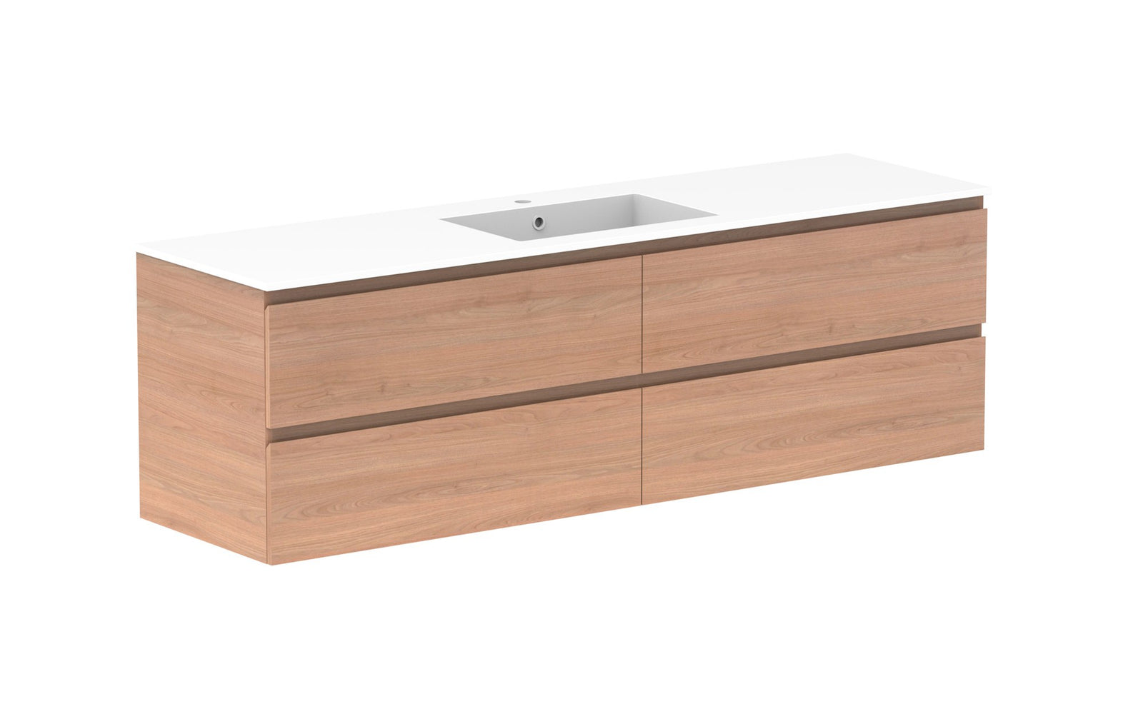 ADP Glacier Full Depth All-Drawer Twin Wall Hung Vanity 1800mm centre bowl, cast marble top