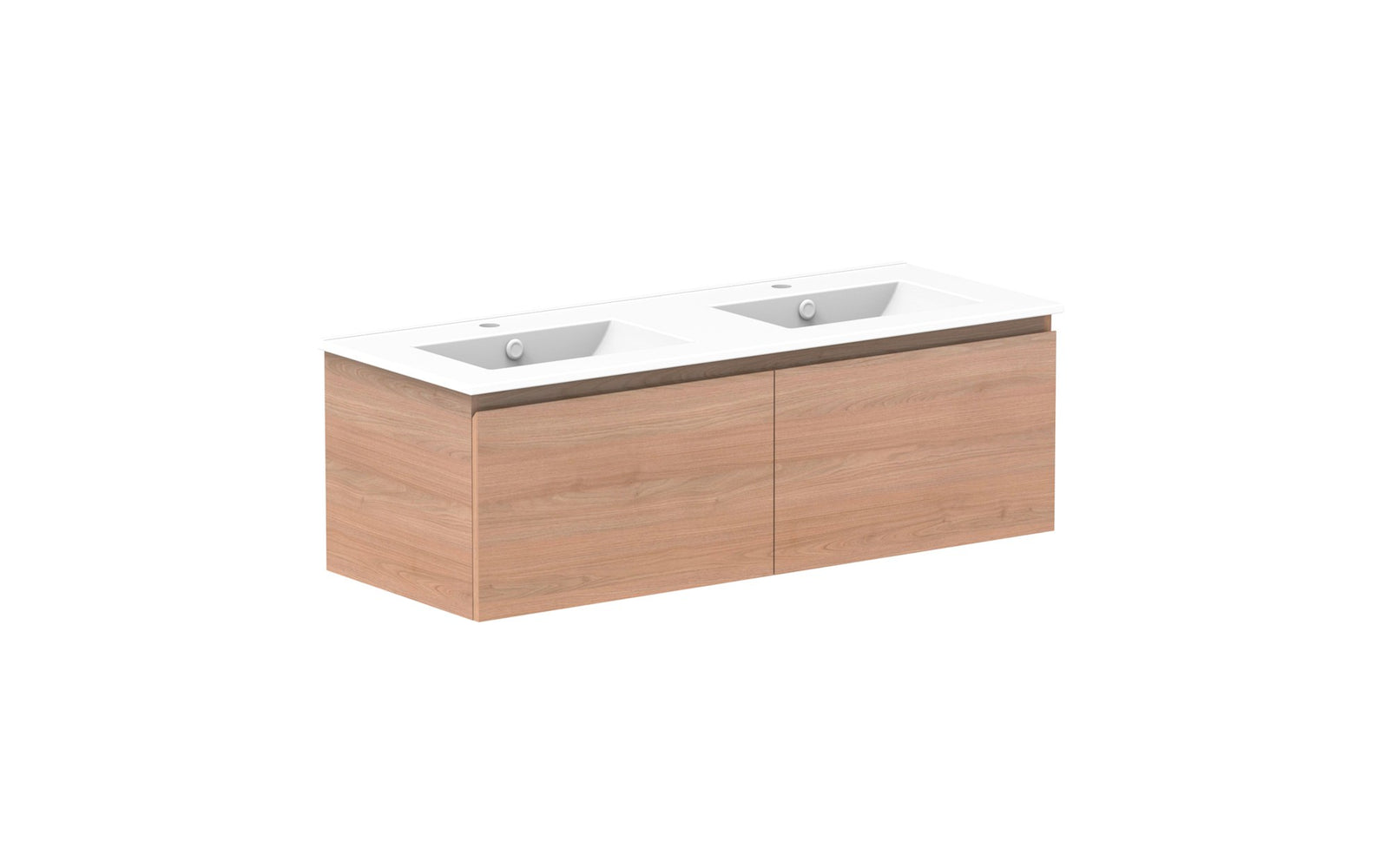 ADP Glacier Full Depth All-Drawer Slim Wall Hung Vanity 1200mm double bowl, ceramic top