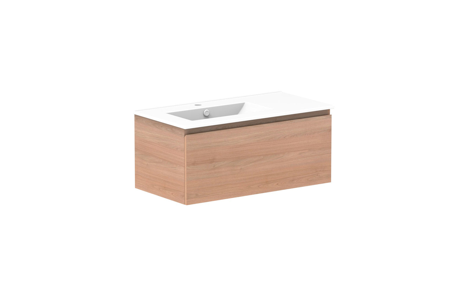 ADP Glacier Full Depth All-Drawer Slim Wall Hung Vanity 900mm left offset bowl, ceramic top