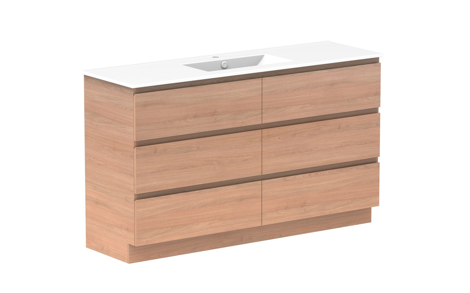 ADP Glacier Full Depth All-Drawer Trio Floor Mount Vanity 1500mm centre bowl, ceramic top
