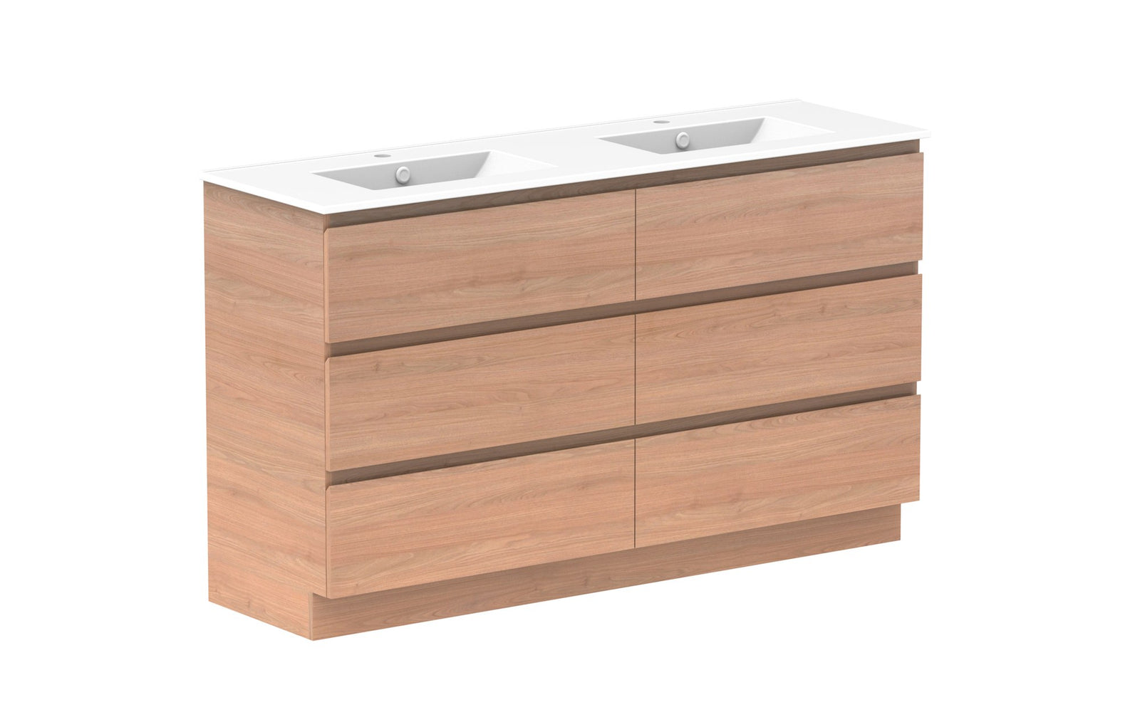 ADP Glacier Full Depth All-Drawer Trio Floor Mount Vanity 1500mm double bowl, ceramic top