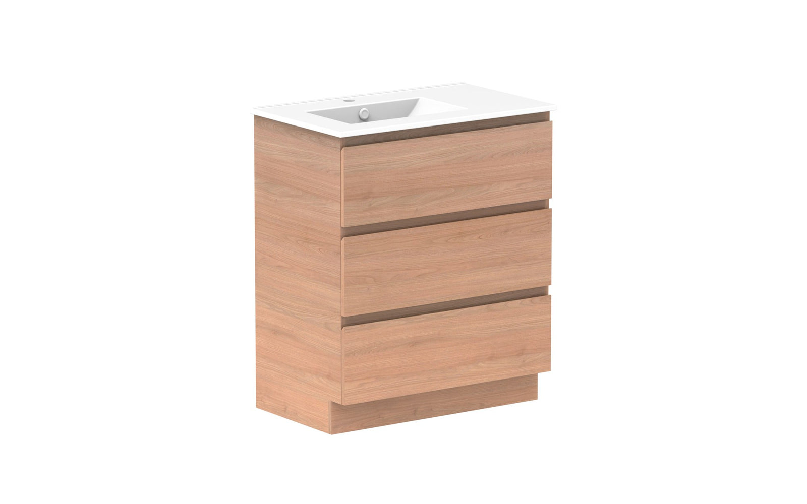 ADP Glacier Full Depth All-Drawer Trio Floor Mount Vanity 750mm left offset bowl, ceramic top