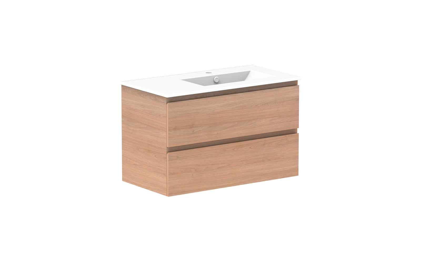 ADP Glacier Full Depth All-Drawer Twin Wall Hung Vanity 900mm right offset bowl, ceramic top