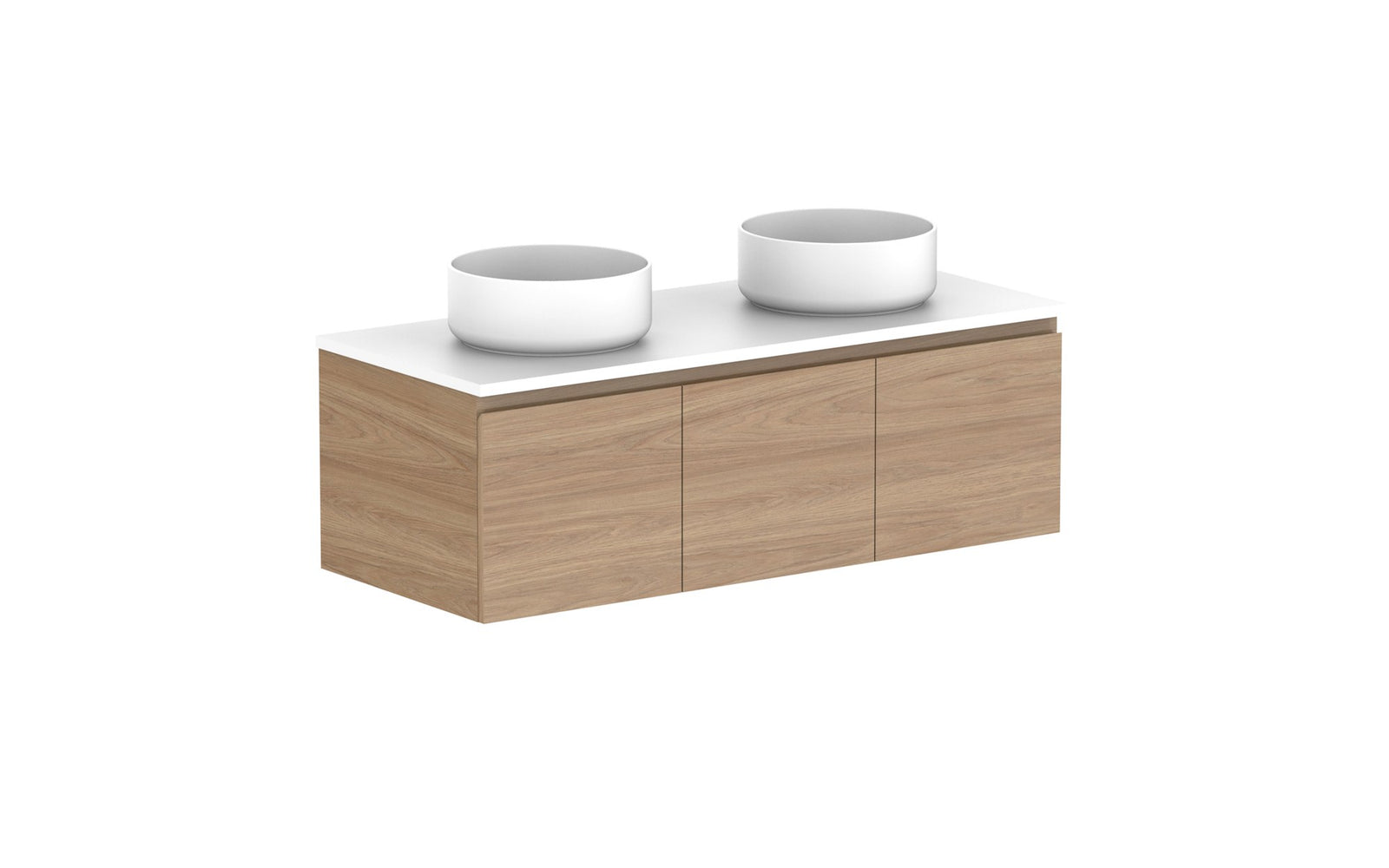 ADP Glacier Full Depth Door & Drawer Slim Wall Hung Vanity 1200mm double bowl, benchtop