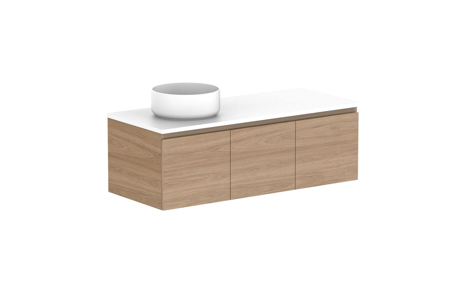 ADP Glacier Full Depth Door & Drawer Slim Wall Hung Vanity 1200mm left offset bowl, benchtop