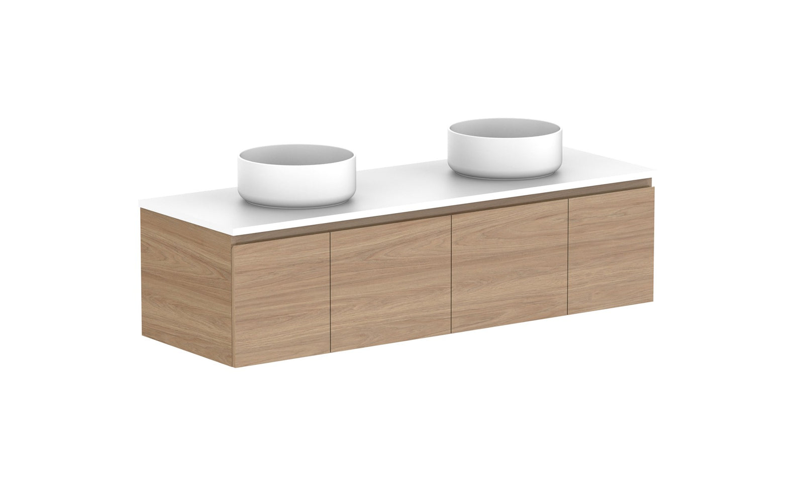 ADP Glacier Full Depth Door & Drawer Slim Wall Hung Vanity 1500mm double bowl, benchtop