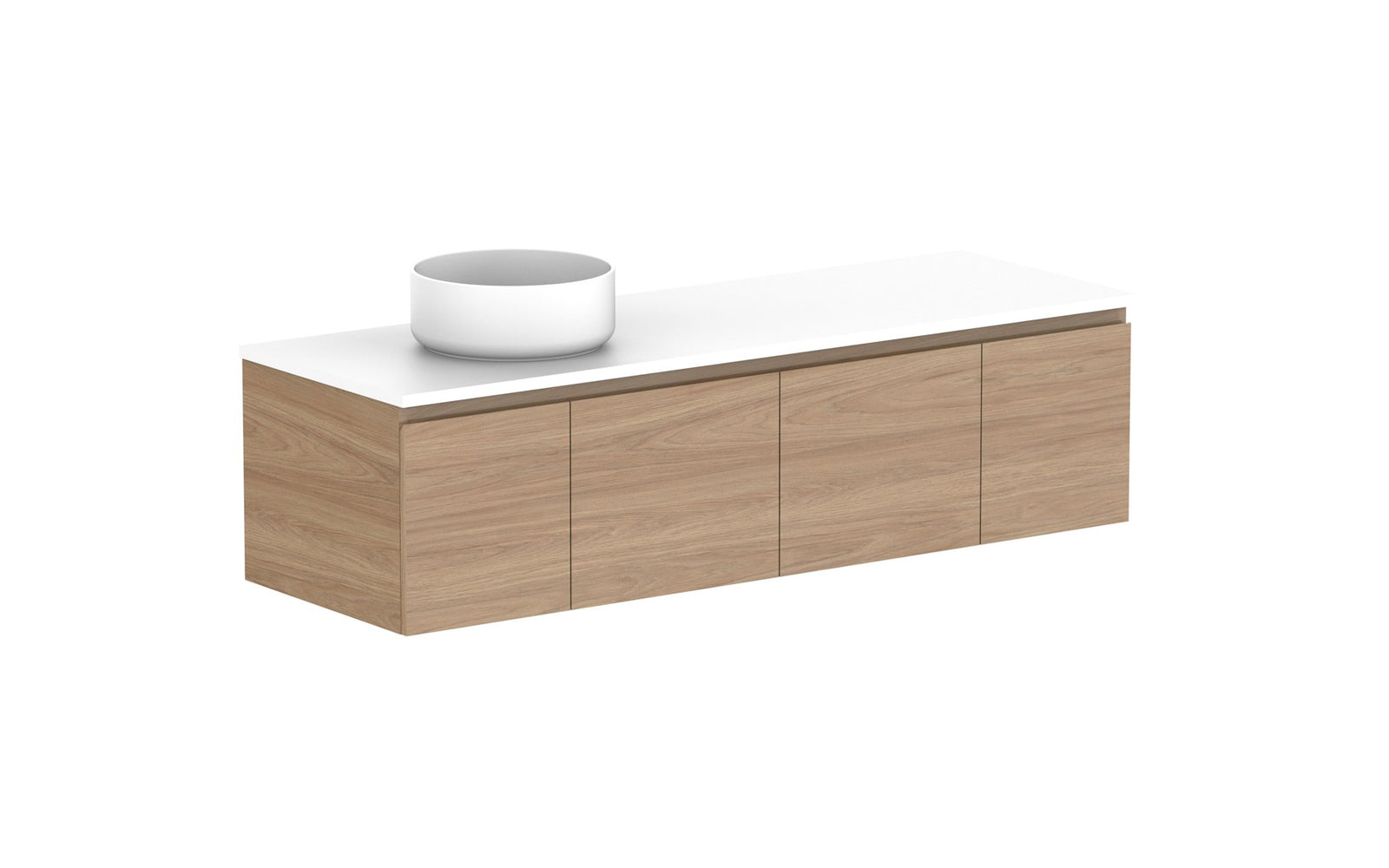 ADP Glacier Full Depth Door & Drawer Slim Wall Hung Vanity 1500mm left offset bowl, benchtop