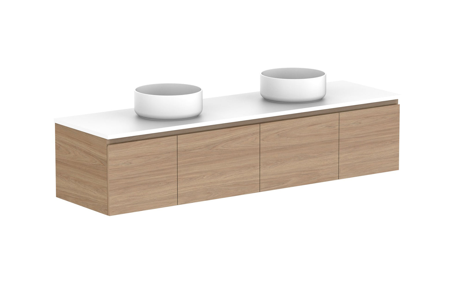 ADP Glacier Full Depth Door & Drawer Slim Wall Hung Vanity 1800mm double bowl, benchtop