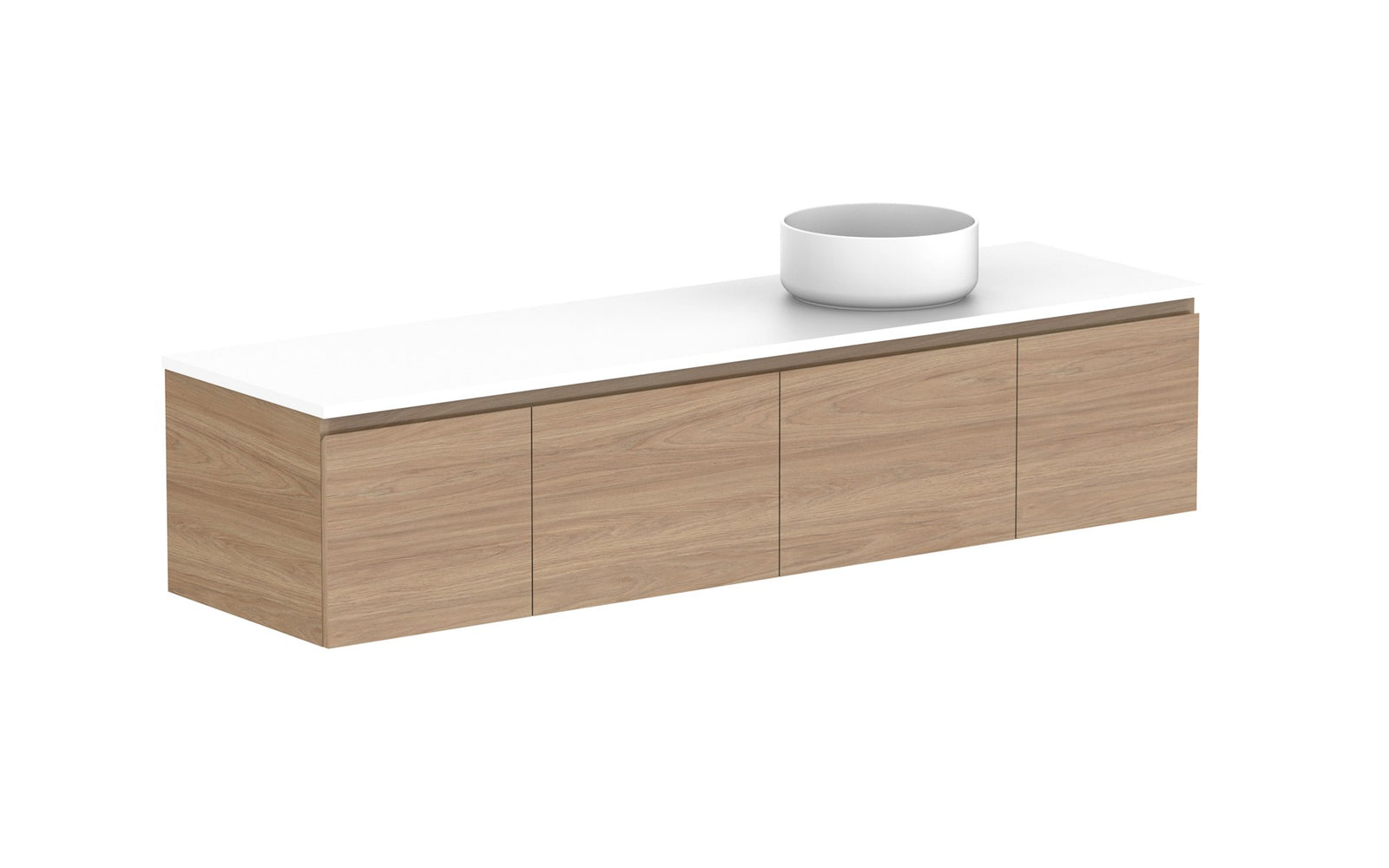 ADP Glacier Full Depth Door & Drawer Slim Wall Hung Vanity 1800mm right offset bowl, benchtop