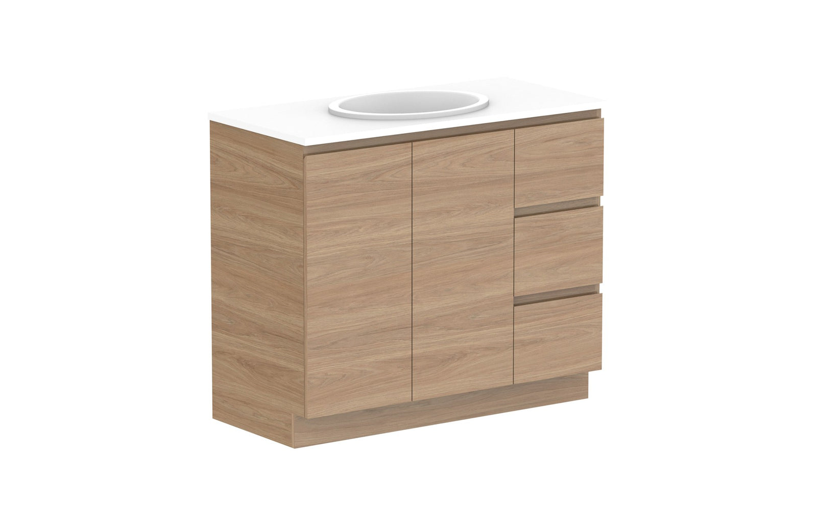 ADP Glacier Full Depth Door & Drawer Trio Floor Mount Vanity 1050mm centre bowl, benchtop