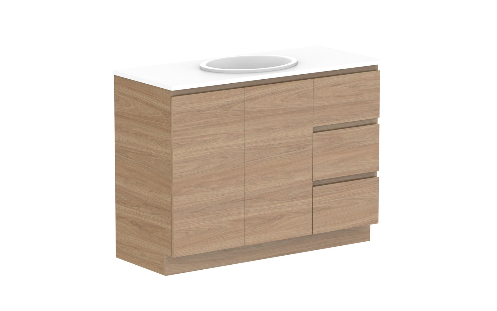 ADP Glacier Full Depth Door & Drawer Trio Floor Mount Vanity 1200mm centre bowl, benchtop