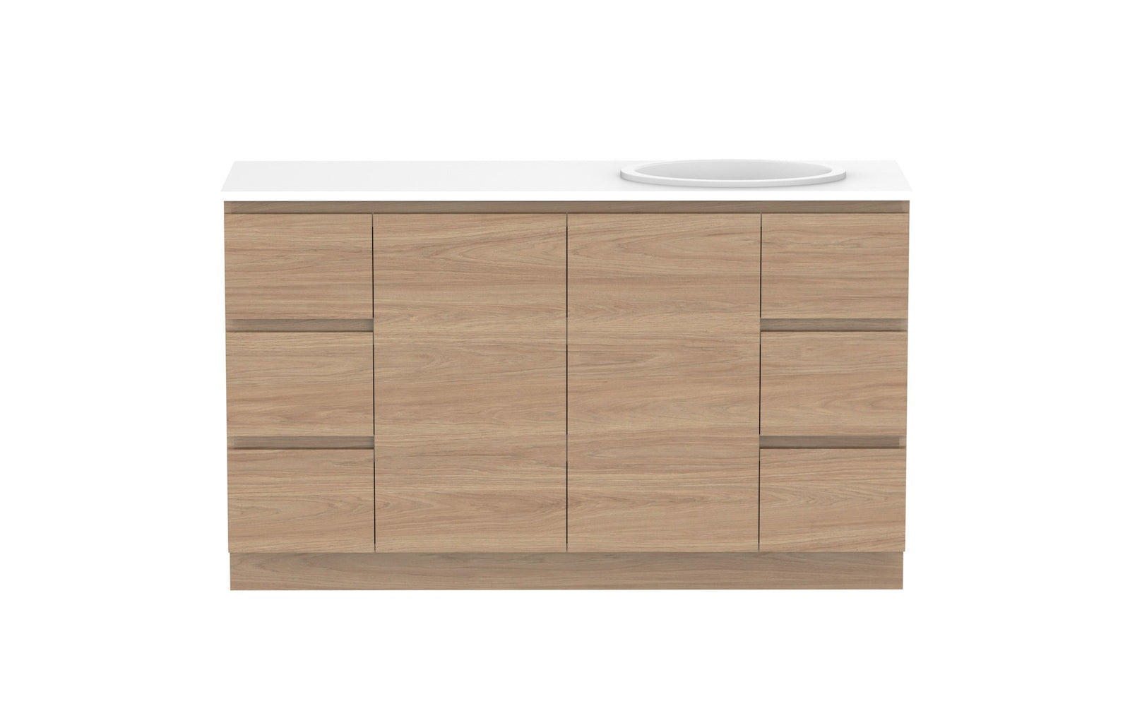 ADP Glacier Full Depth Door & Drawer Trio Floor Mount Vanity 1500mm right offset bowl, benchtop