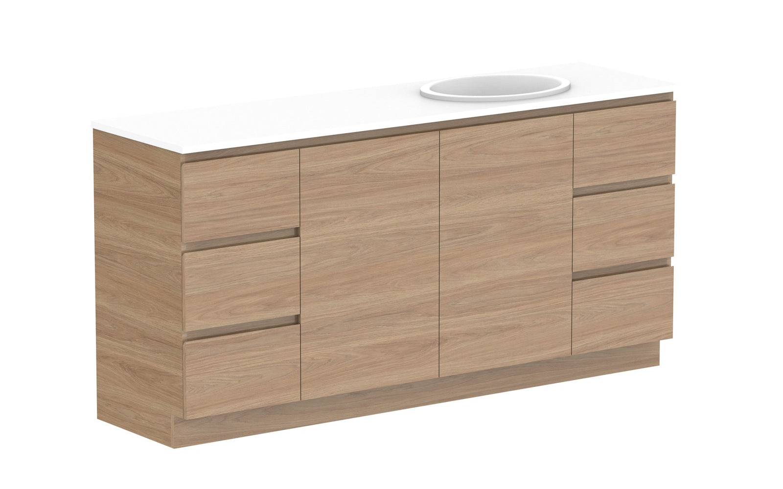 ADP Glacier Full Depth Door & Drawer Trio Floor Mount Vanity 1800mm right offset bowl, benchtop