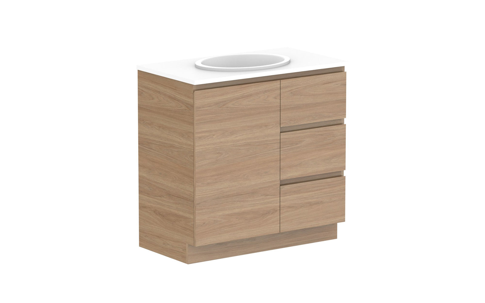 ADP Glacier Full Depth Door & Drawer Trio Floor Mount Vanity 900mm centre bowl, benchtop