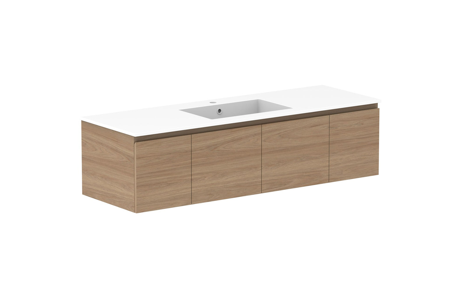 ADP Glacier Full Depth Door & Drawer Slim Wall Hung Vanity 1500mm centre bowl, cast marble top
