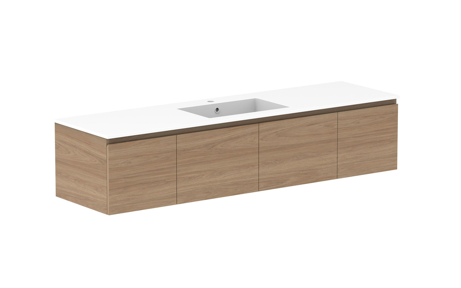ADP Glacier Full Depth Door & Drawer Slim Wall Hung Vanity 1800mm centre bowl, cast marble top