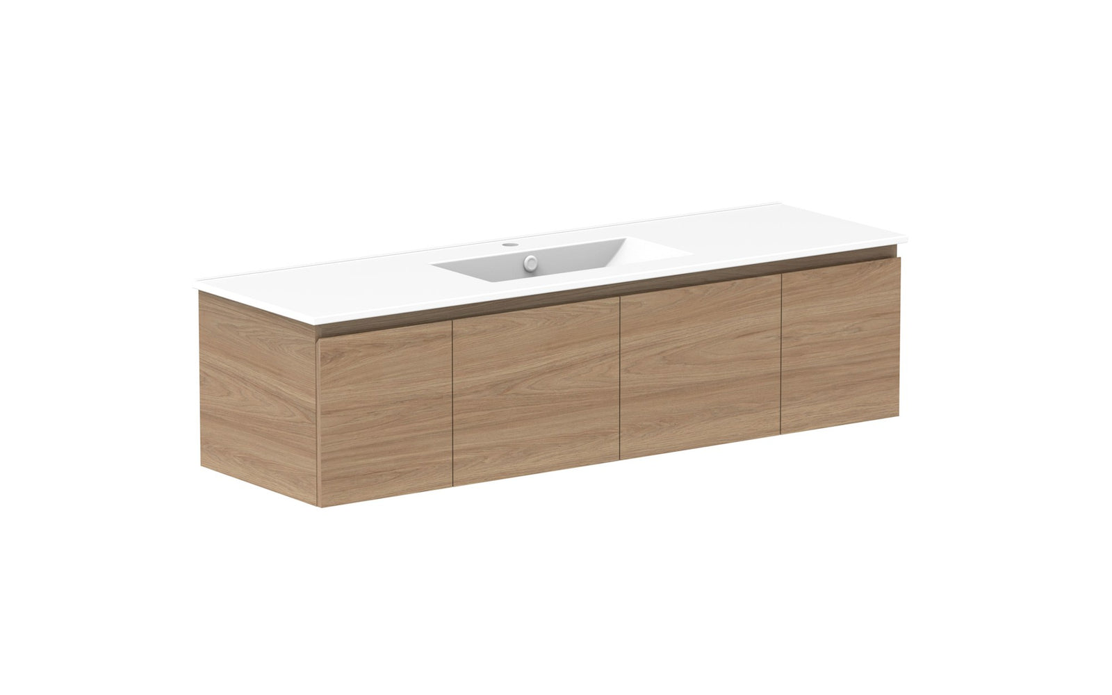 ADP Glacier Full Depth Door & Drawer Slim Wall Hung Vanity 1500mm centre bowl, ceramic top