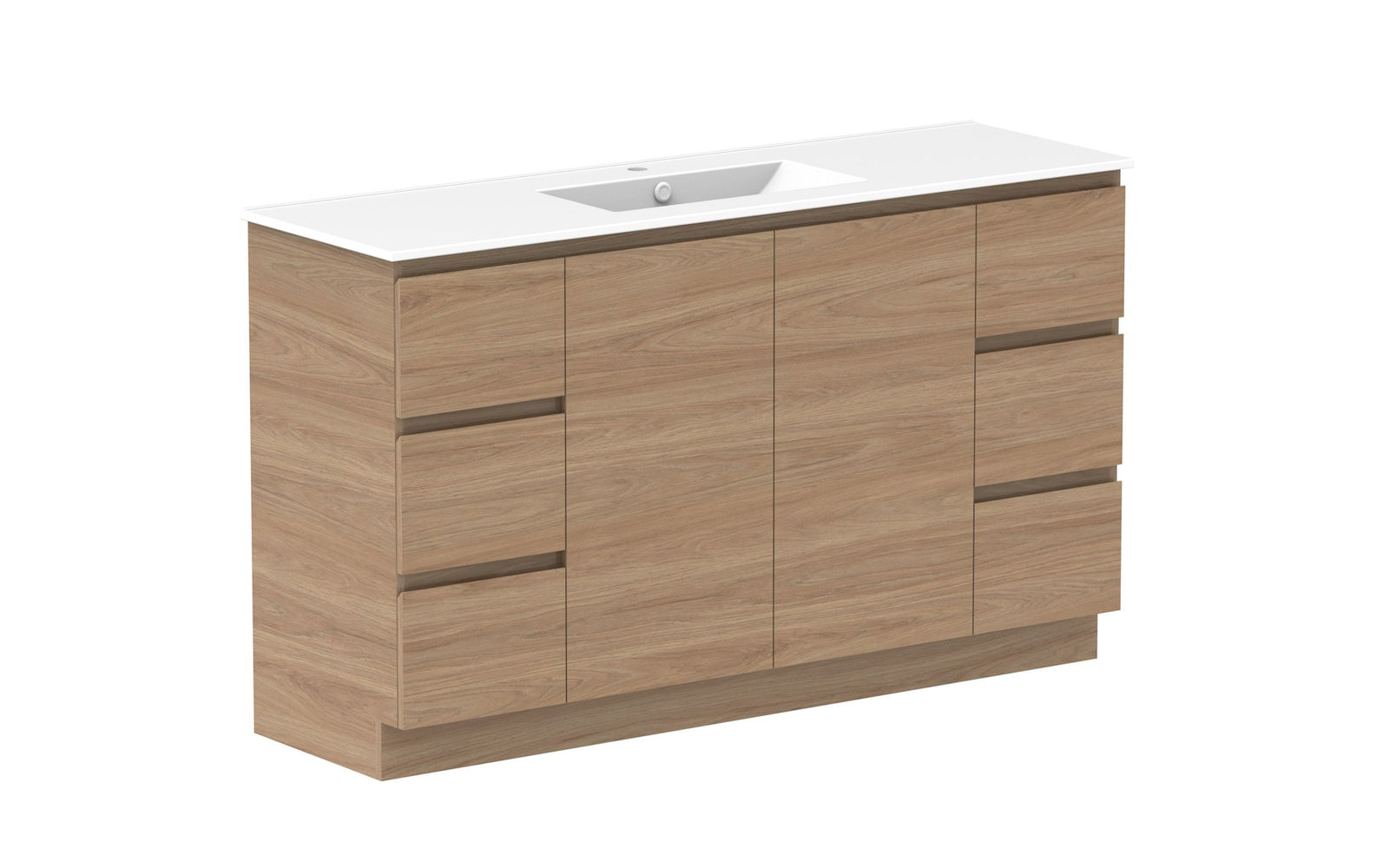 ADP Glacier Full Depth Door & Drawer Trio Floor Mount Vanity 1500mm centre bowl, ceramic top