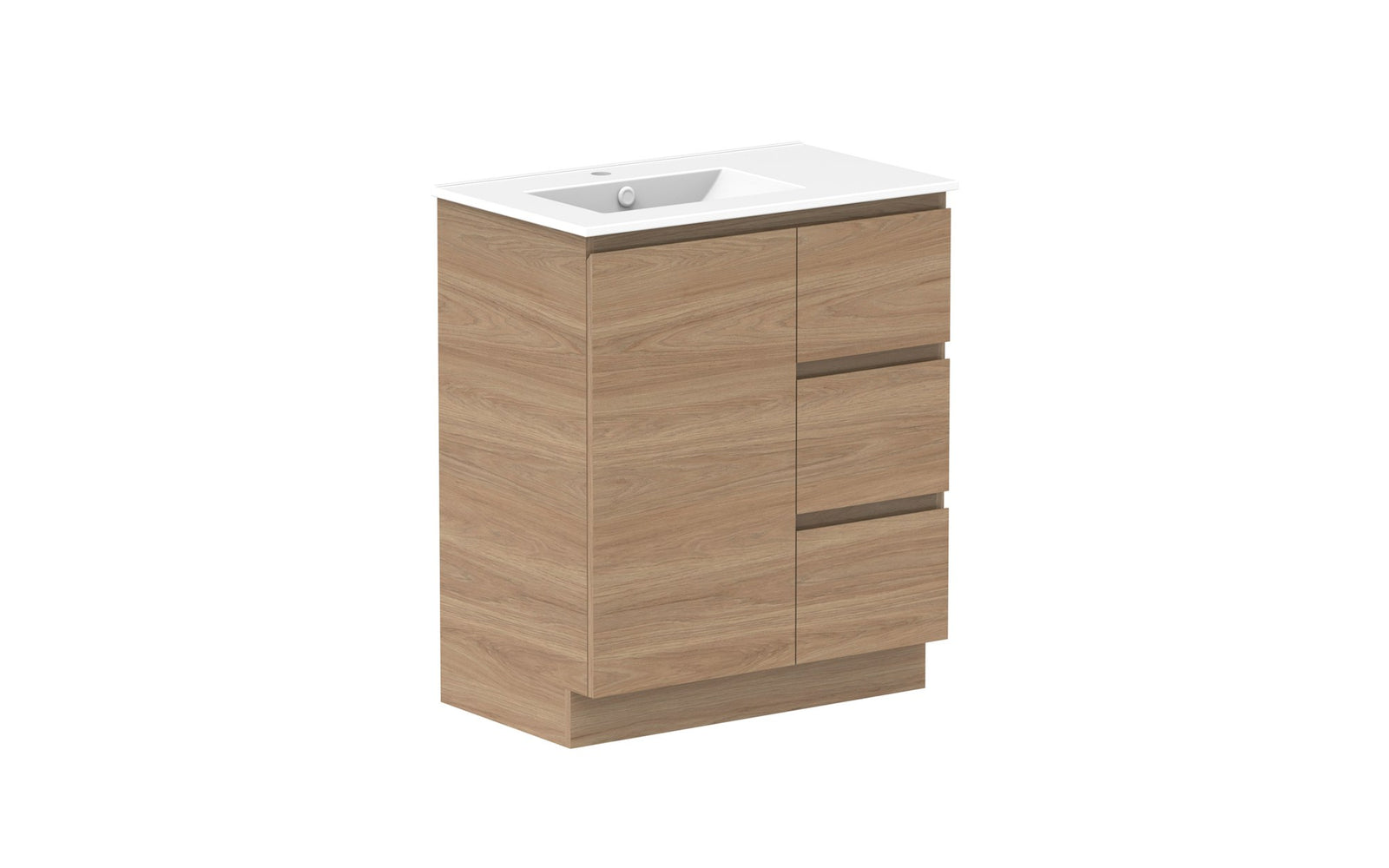 ADP Glacier Full Depth Door & Drawer Trio Floor Mount Vanity 750mm left offset bowl, ceramic top