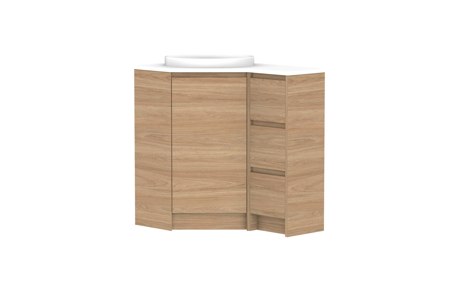 ADP Glacier Corner Floor Mount Vanity 600 x 900mm left hand, benchtop