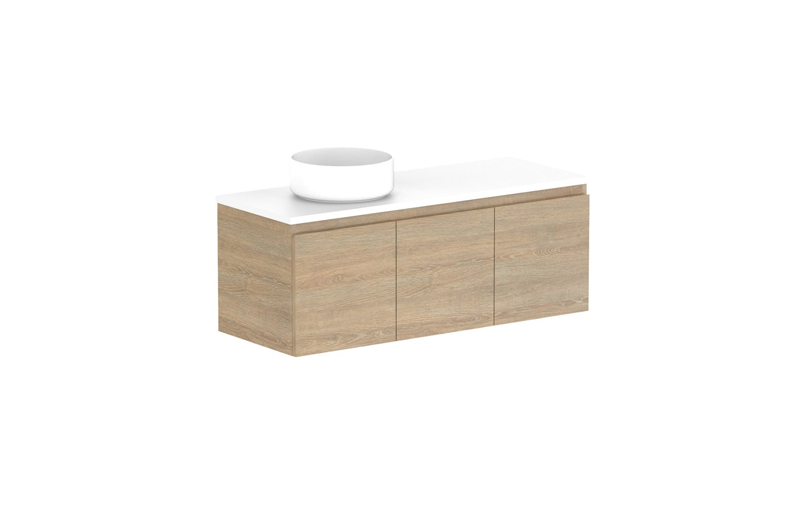 ADP Glacier Ensuite All-Door Slim Wall Hung Vanity 1050mm left offset bowl, benchtop