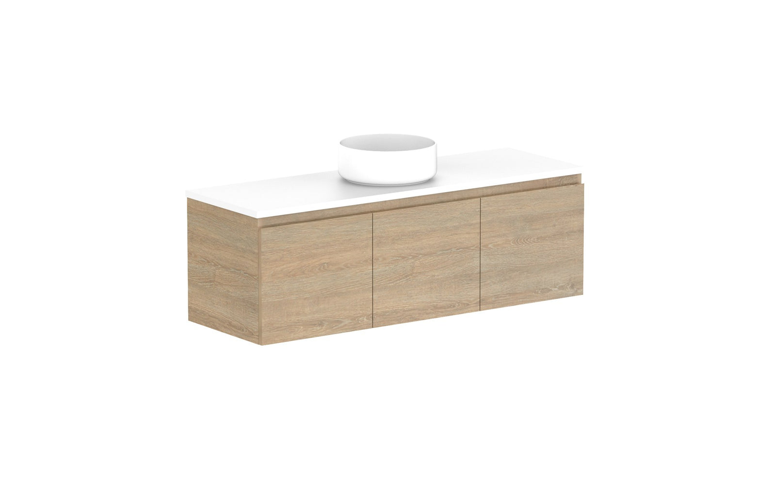 ADP Glacier Ensuite All-Door Slim Wall Hung Vanity 1200mm centre bowl, benchtop