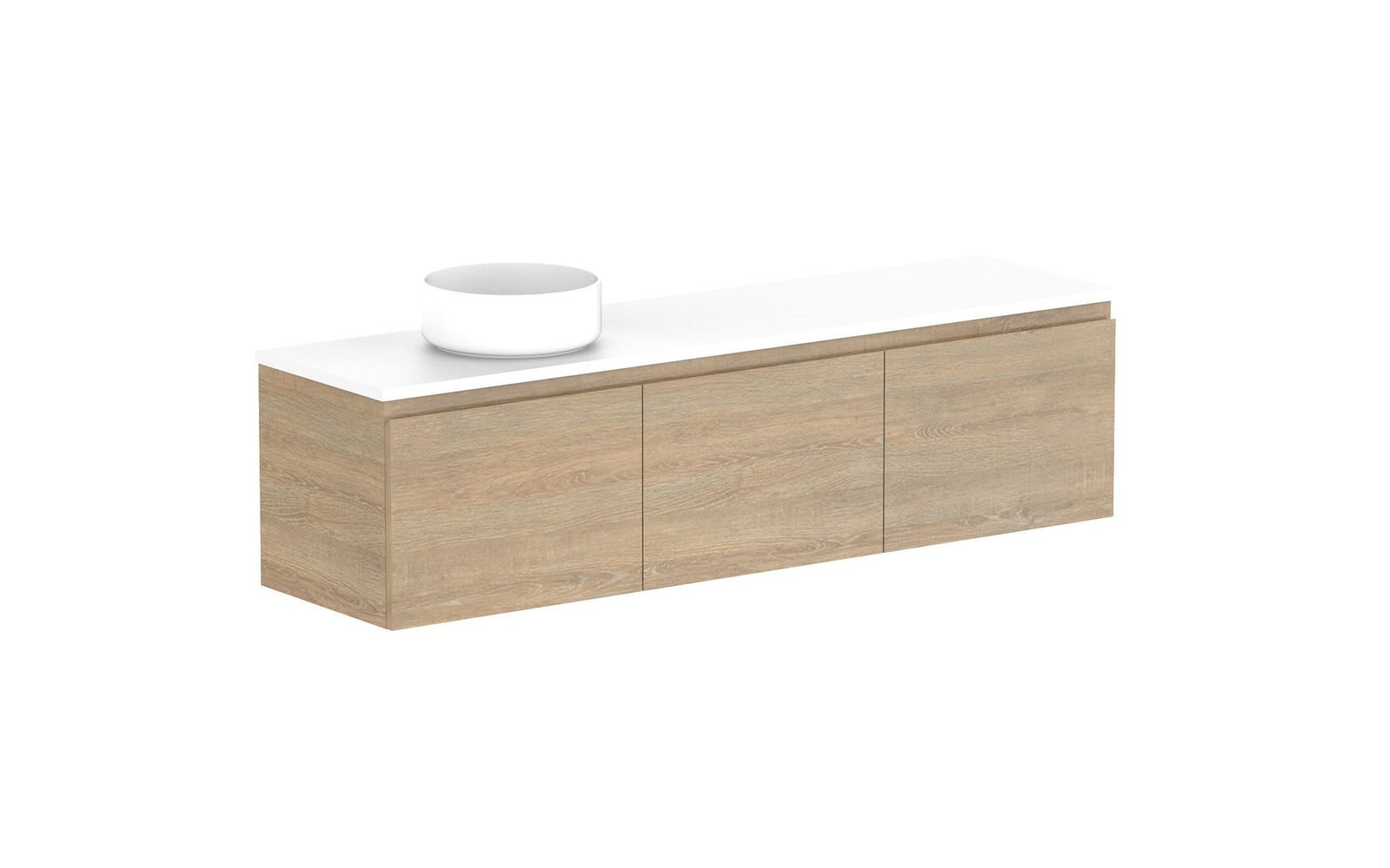 ADP Glacier Ensuite All-Door Slim Wall Hung Vanity 1500mm left offset bowl, benchtop