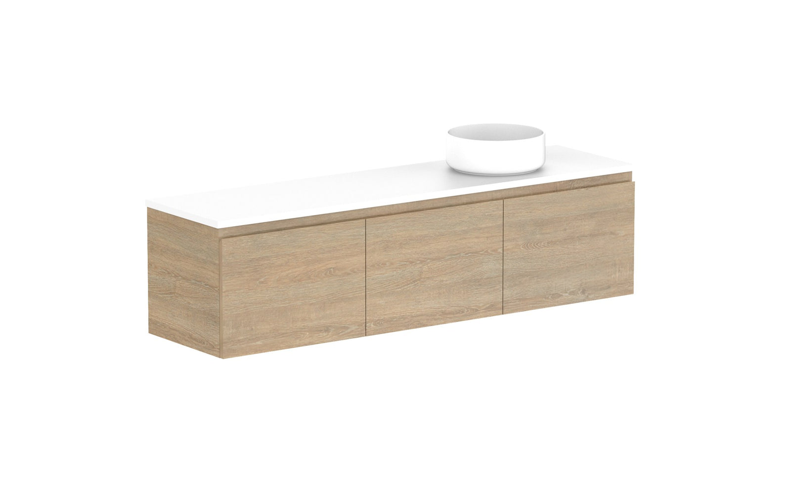 ADP Glacier Ensuite All-Door Slim Wall Hung Vanity 1500mm right offset bowl, benchtop