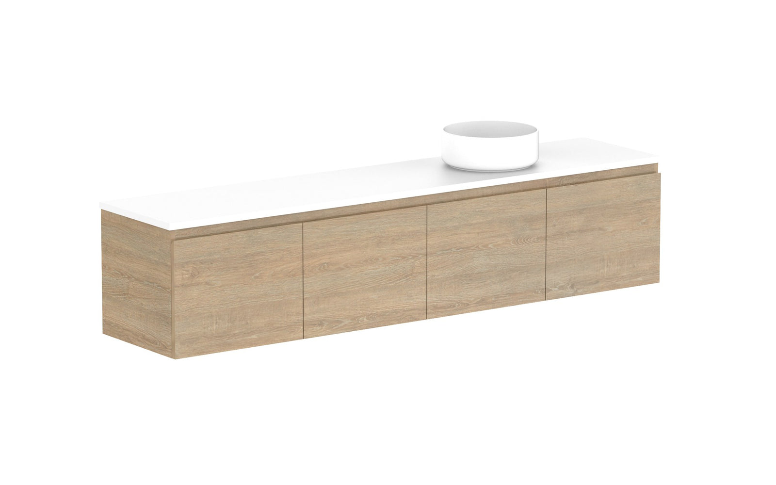 ADP Glacier Ensuite All-Door Slim Wall Hung Vanity 1800mm right offset bowl, benchtop