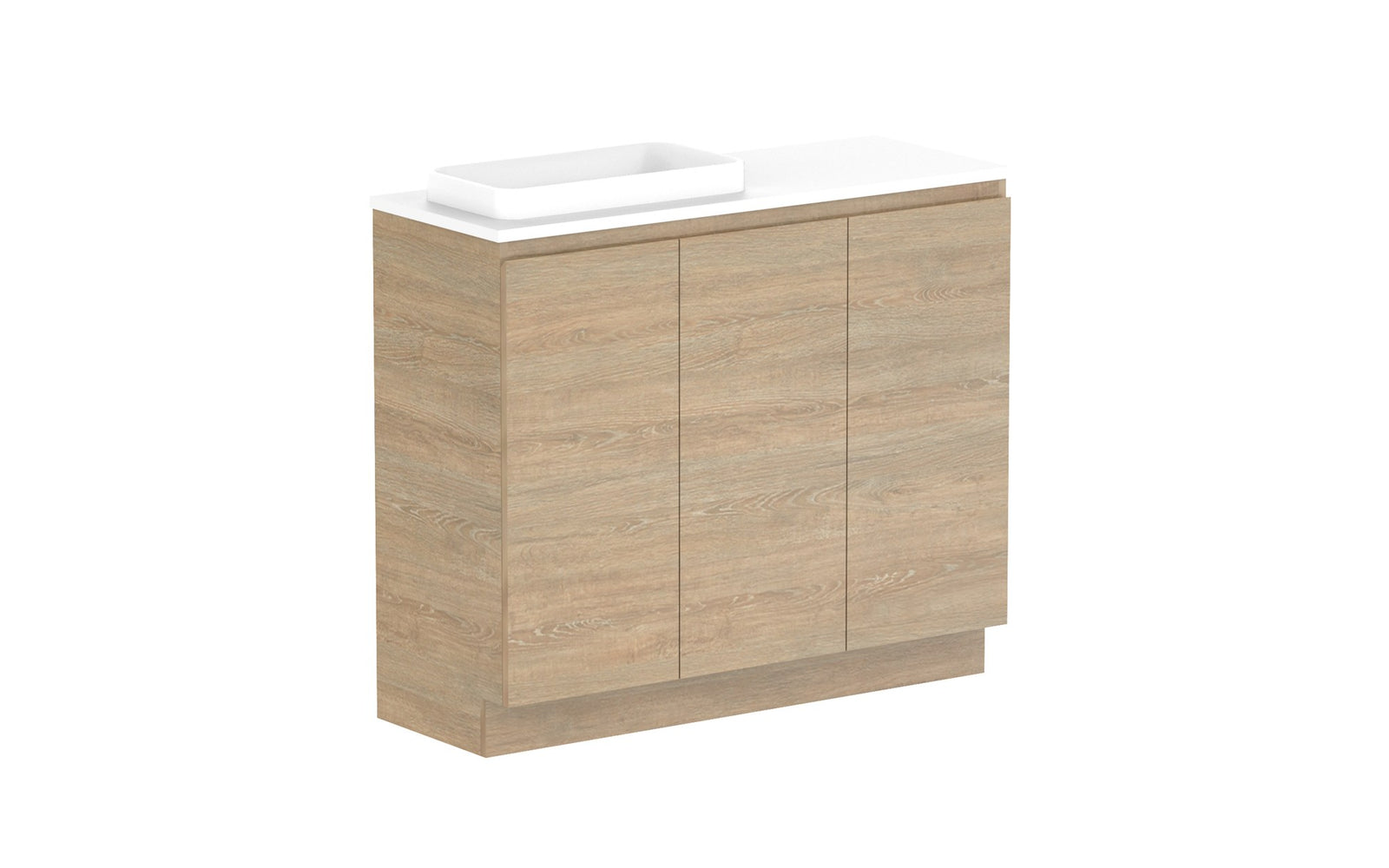ADP Glacier Ensuite All-Door Trio Floor Mount Vanity 1050mm left offset bowl, benchtop
