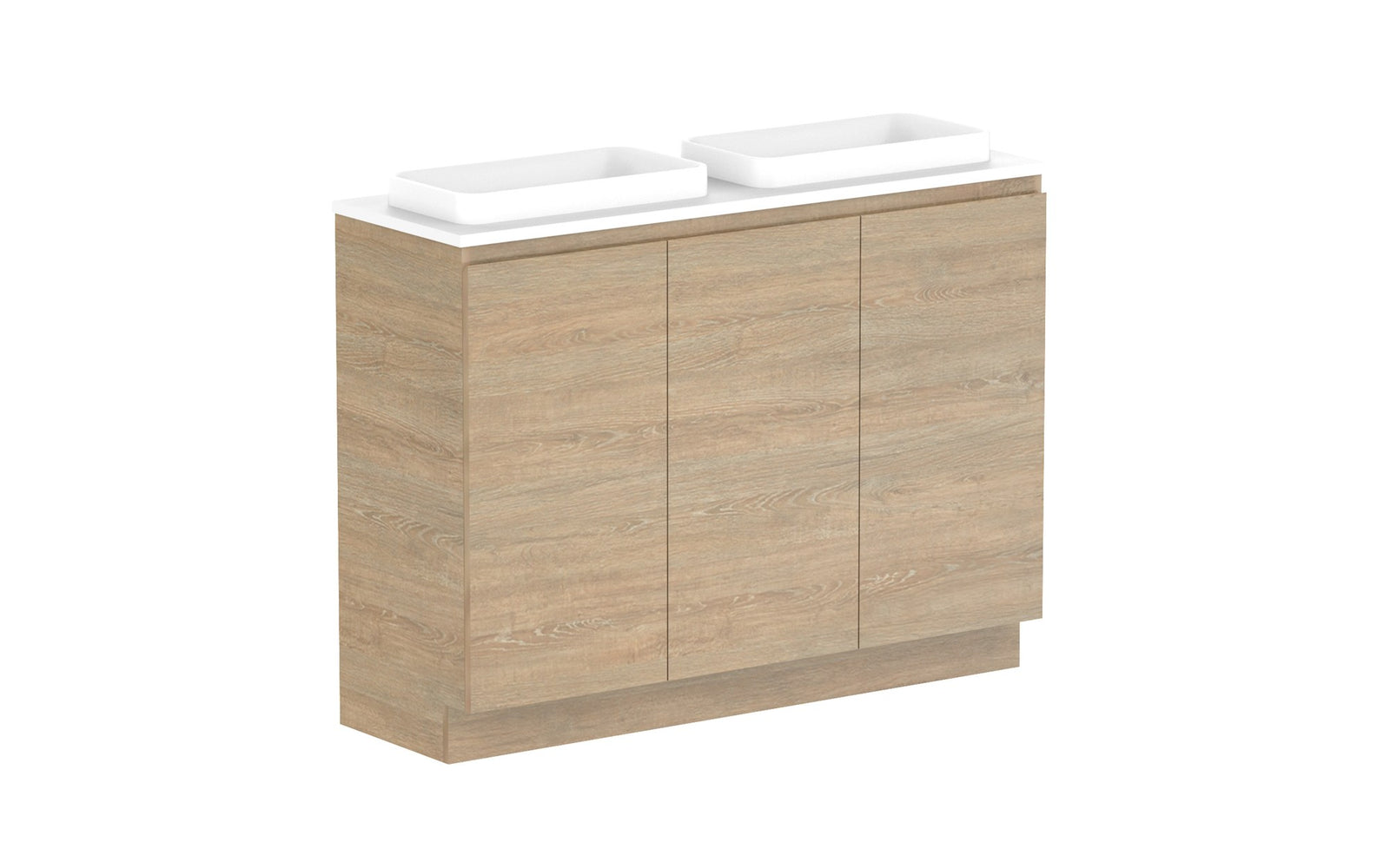 ADP Glacier Ensuite All-Door Trio Floor Mount Vanity 1200mm double bowl, benchtop