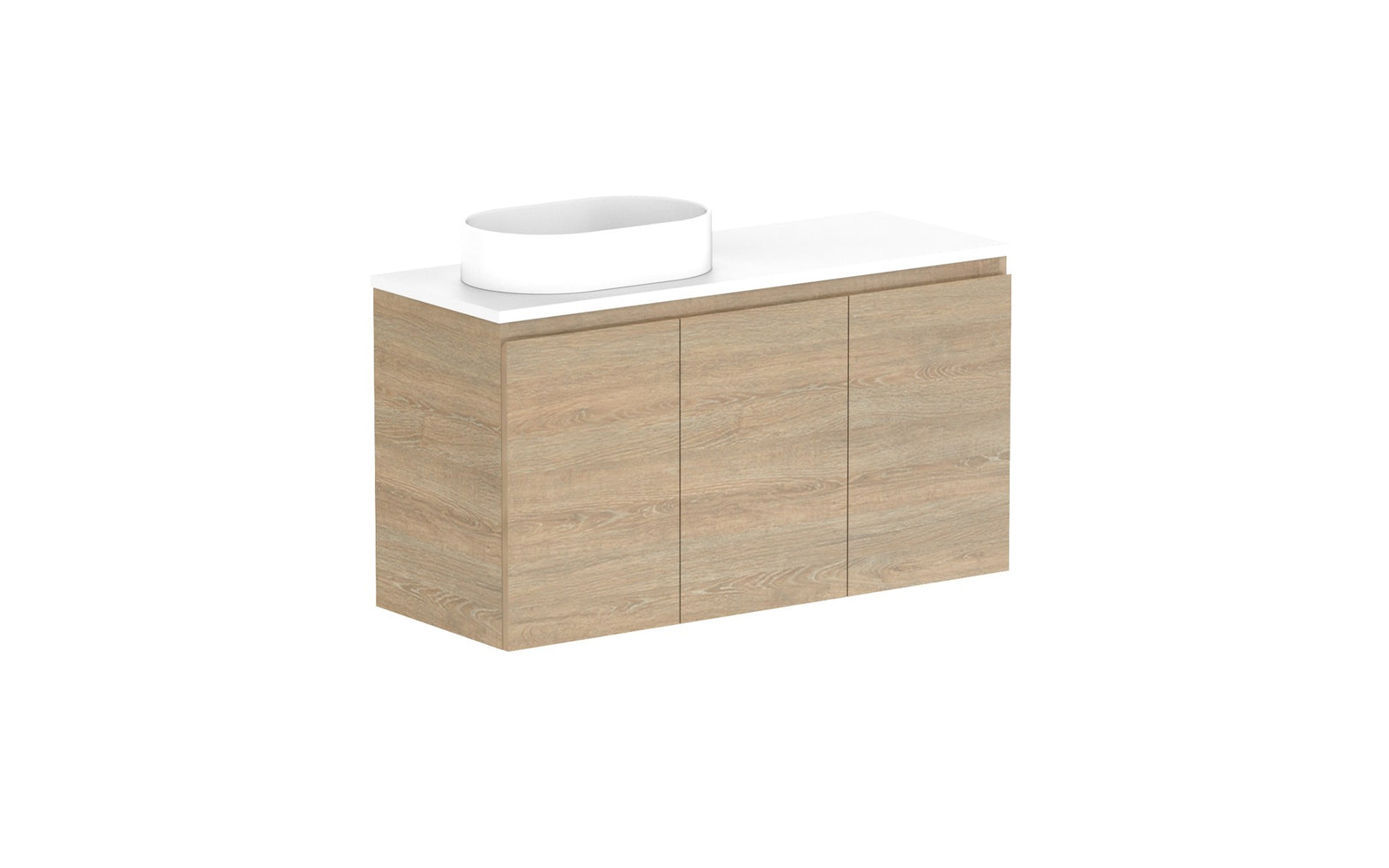 ADP Glacier Ensuite All-Door Twin Wall Hung Vanity 1050mm left offset bowl, benchtop