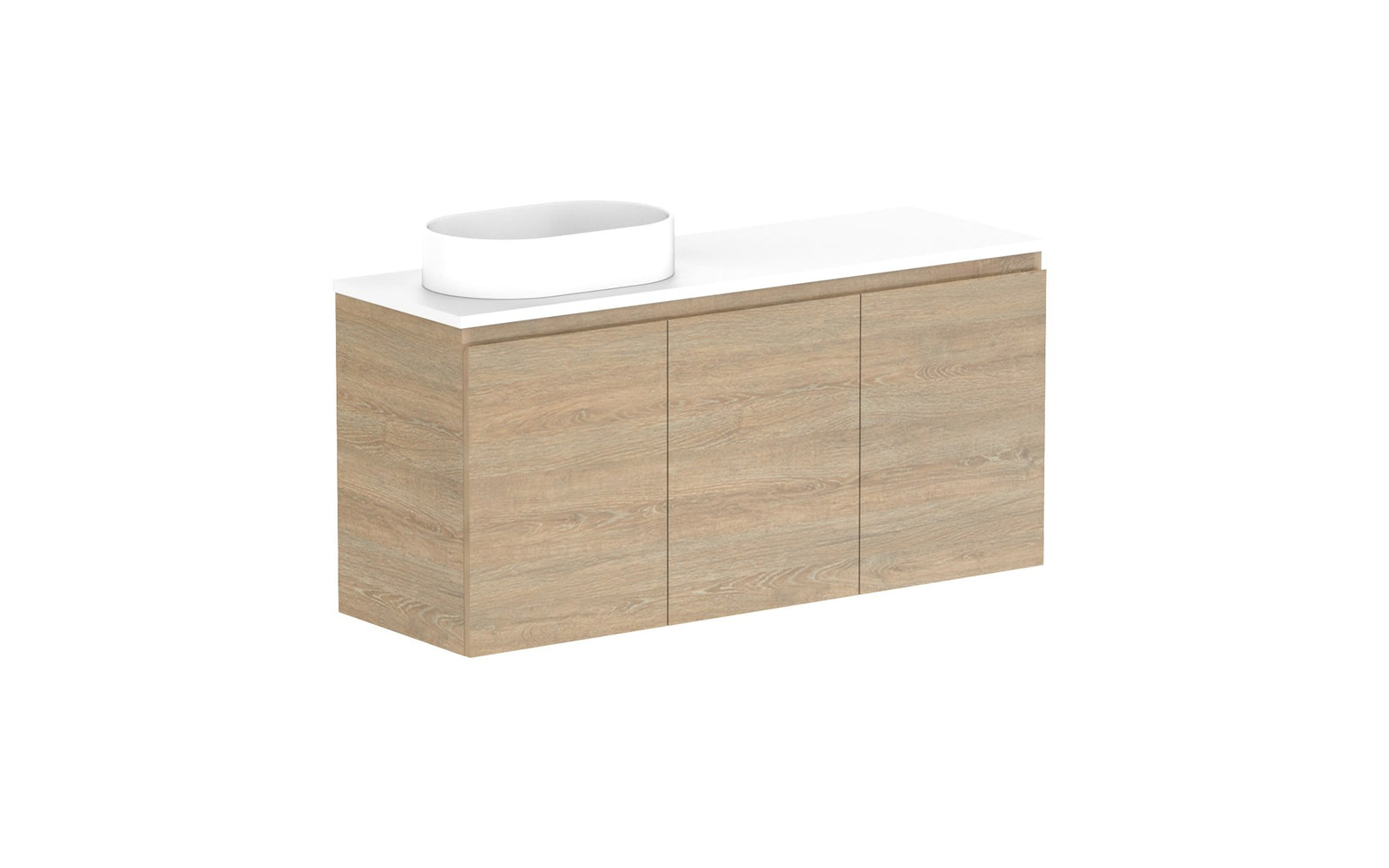 ADP Glacier Ensuite All-Door Twin Wall Hung Vanity 1200mm left offset bowl, benchtop