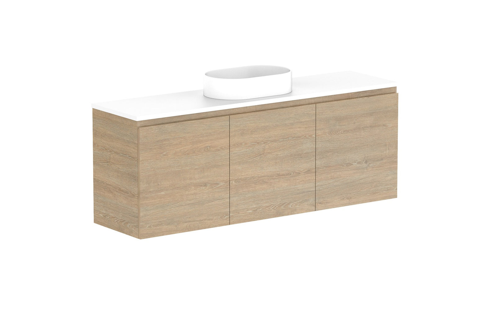 ADP Glacier Ensuite All-Door Twin Wall Hung Vanity 1500mm centre bowl, benchtop