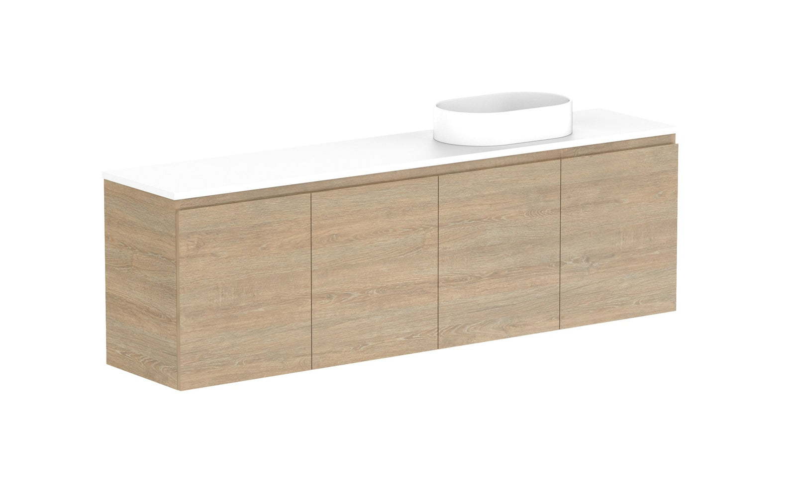 ADP Glacier Ensuite All-Door Twin Wall Hung Vanity 1800mm right offset bowl, benchtop