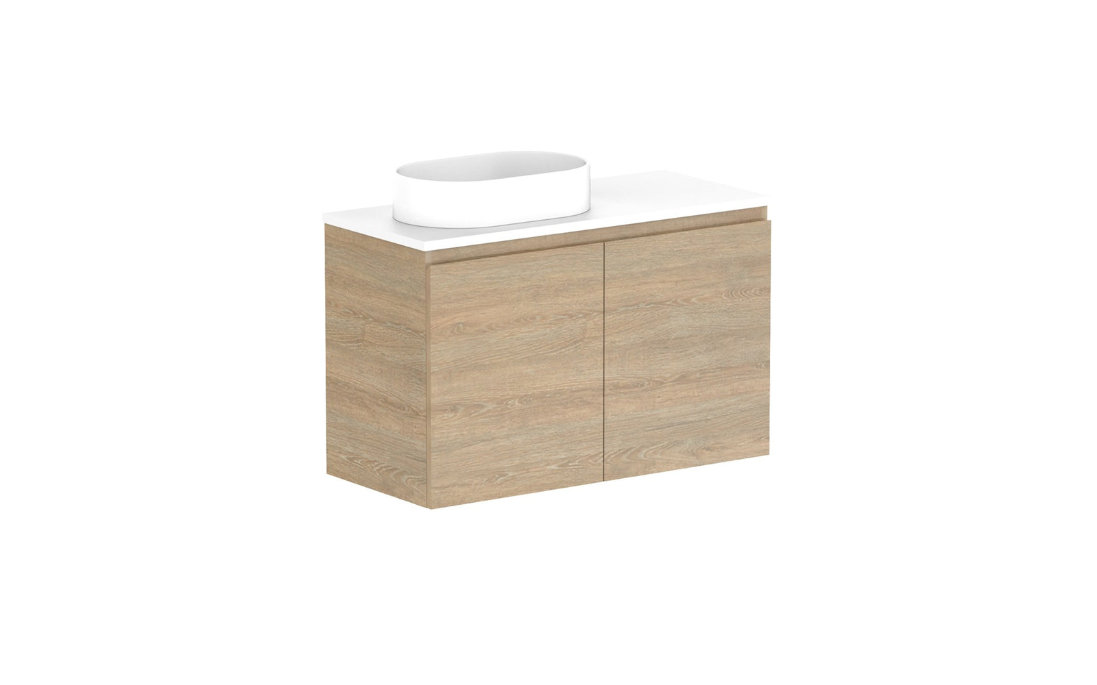 ADP Glacier Ensuite All-Door Twin Wall Hung Vanity 900mm left offset bowl, benchtop