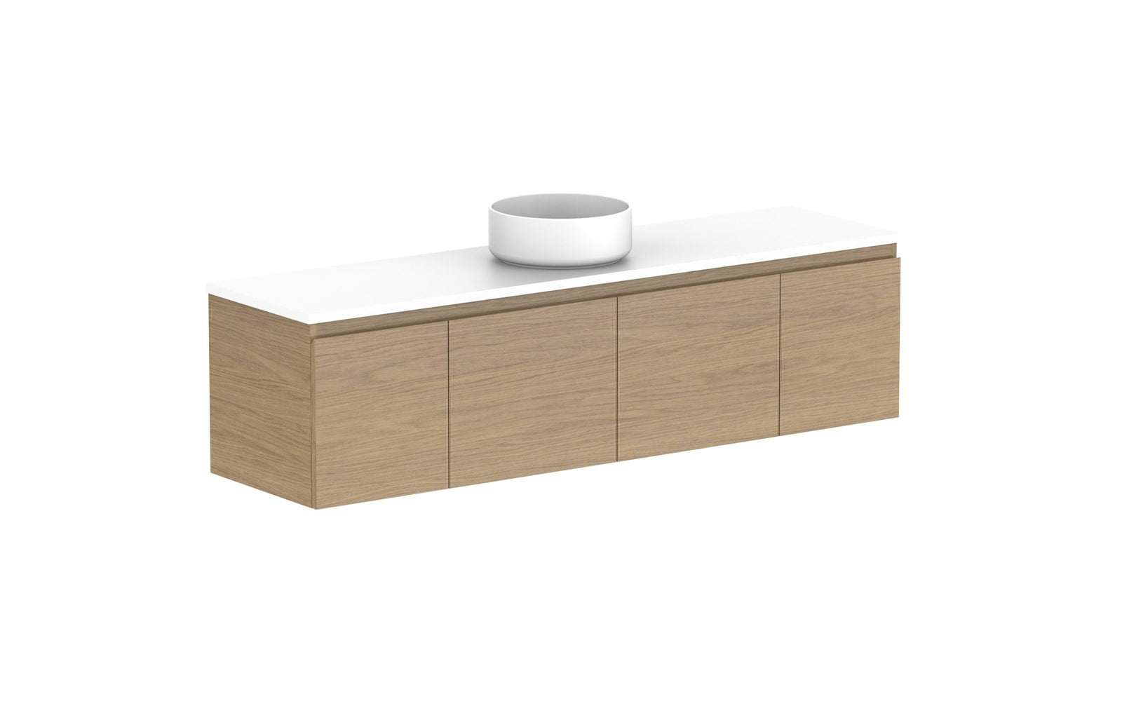 ADP Glacier Ensuite Door & Drawer Slim Wall Hung Vanity 1500mm centre bowl, benchtop