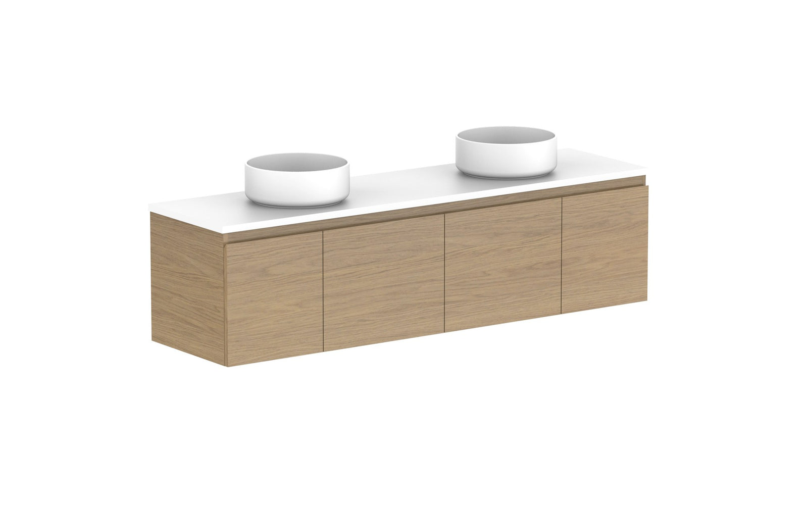 ADP Glacier Ensuite Door & Drawer Slim Wall Hung Vanity 1500mm double bowl, benchtop