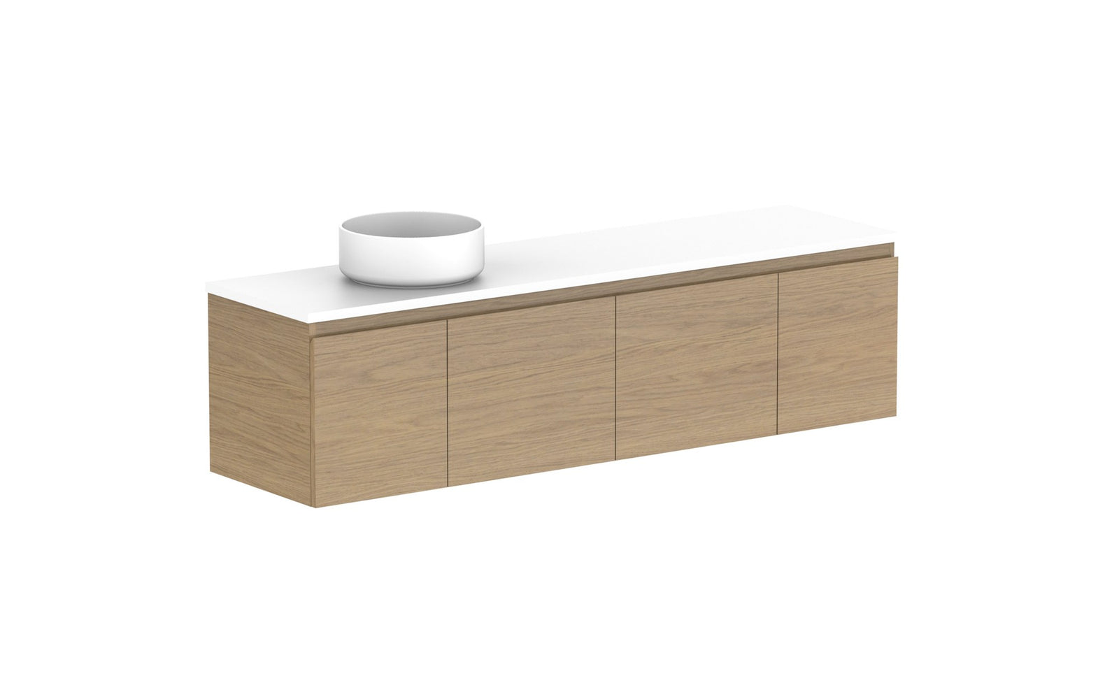 ADP Glacier Ensuite Door & Drawer Slim Wall Hung Vanity 1500mm left offset bowl, benchtop