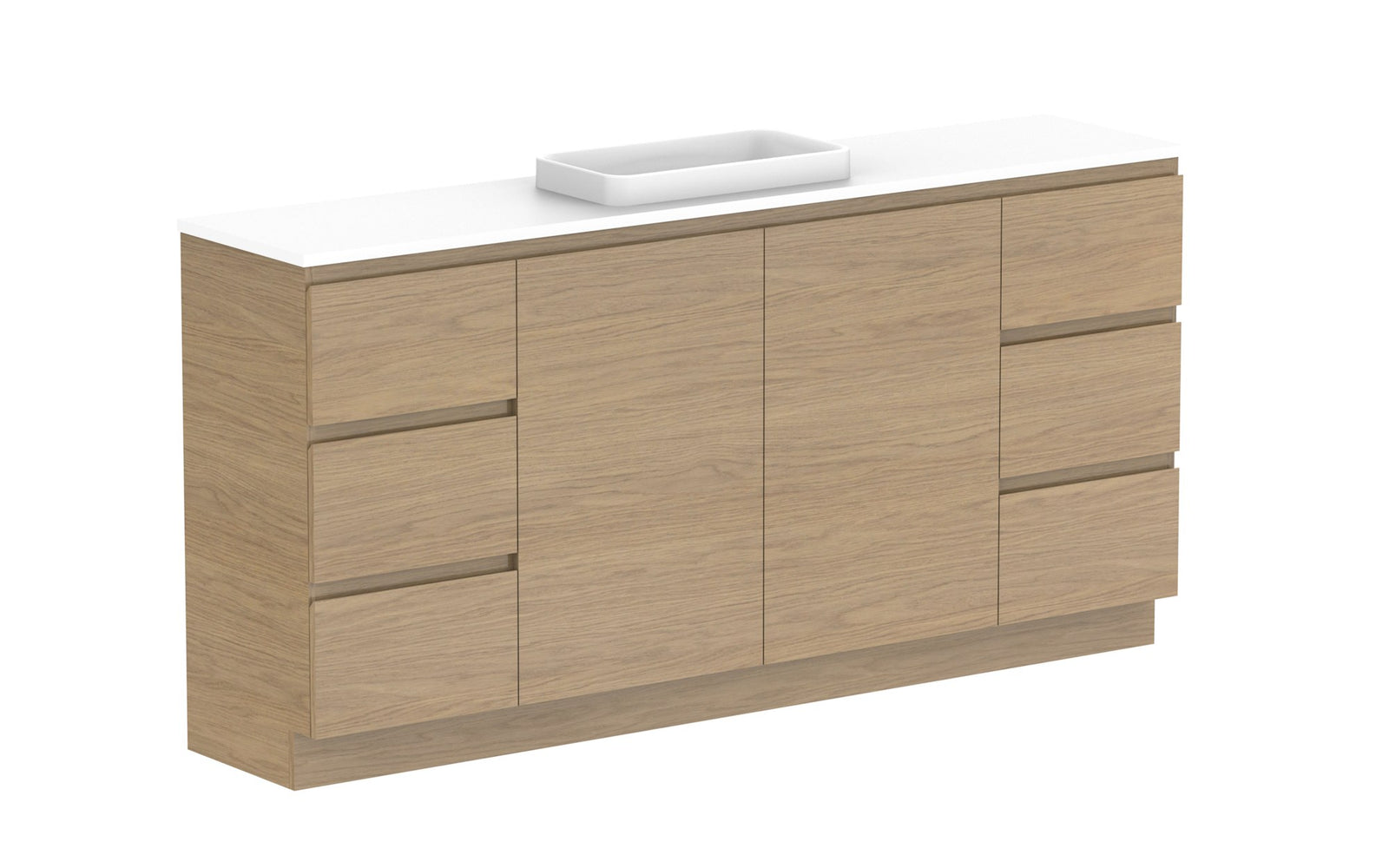 ADP Glacier Ensuite Door & Drawer Trio Floor Mount Vanity 1800mm centre bowl, benchtop