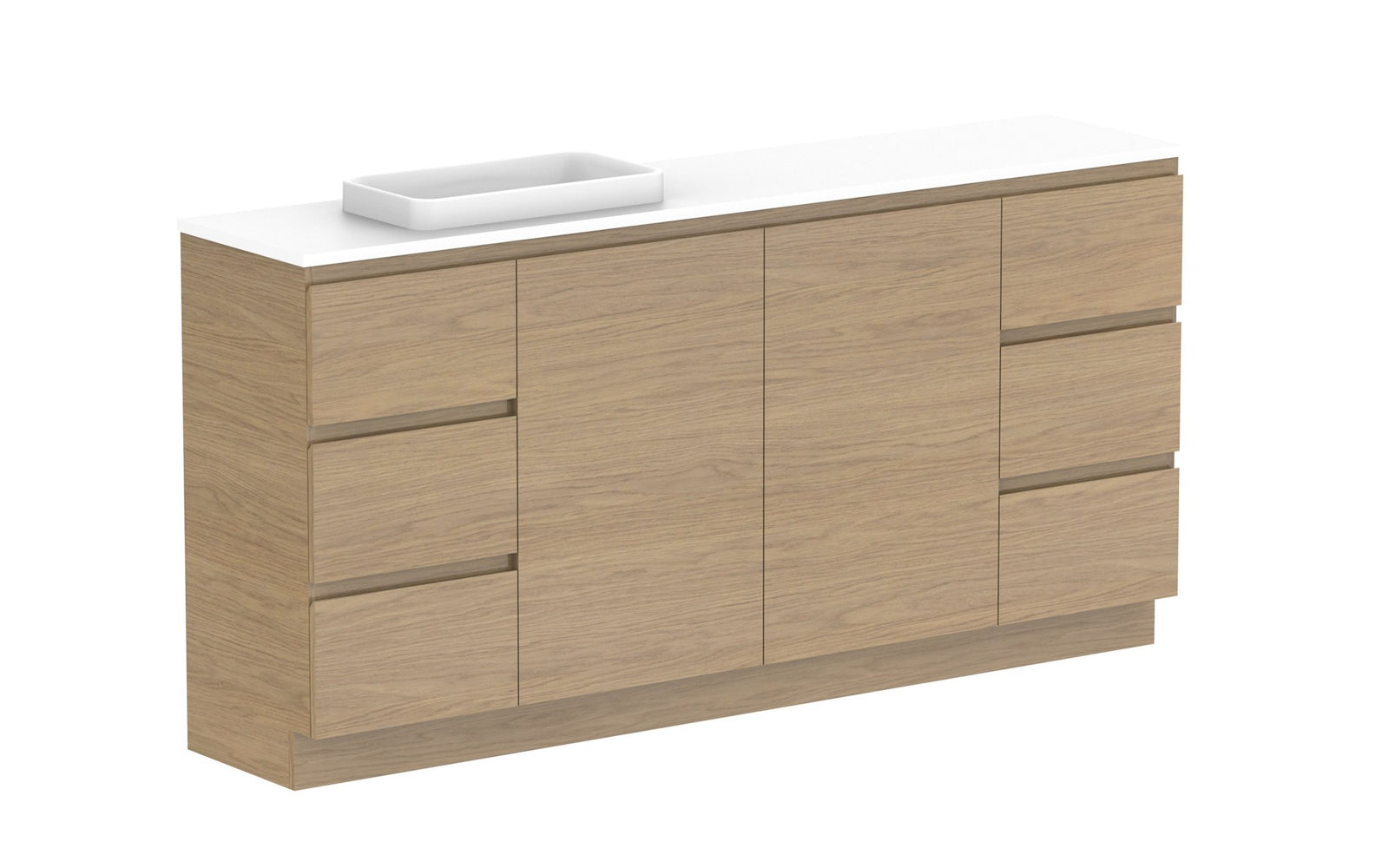 ADP Glacier Ensuite Door & Drawer Trio Floor Mount Vanity 1800mm left offset bowl, benchtop